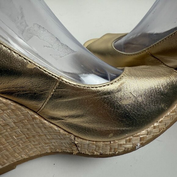 Lilly Pulitzer Wedge Kristin Slingback Gold Size 7.5 - Picture 5 of 11
